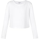 Noomelfish Girls Long Sleeve Crop Tops Kids Cute Dance Cropped T-Shirts (5-14 Years) (5-12 Years)