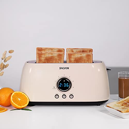 Toaster 4 slice, Toaster 2 long slot, SACVON Stainless Steel Toaster