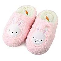 Komyufa Women Fur House Slippers Cozy Animal Home Slipper Fuzzy Bedroom Shoes Indoor Outdoor(M/ 6.5-7.5 B(M) US,Pink Bunny)