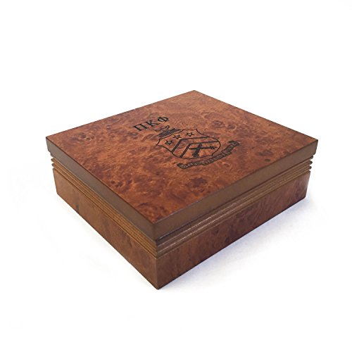 Pi Kappa Phi Fraternity Marble Effect Wooden Wood Pin Box Elegantly Engraved Greek Letter Brown Color Pi Kapp