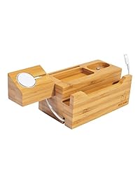 BoxThink   Estación de carga para Apple Watch Airpods con soporte de carga para iPhone, estación de carga de madera con 3 puertos USB, compatible con AirPods Apple Watch Series3 2 1 iPhone