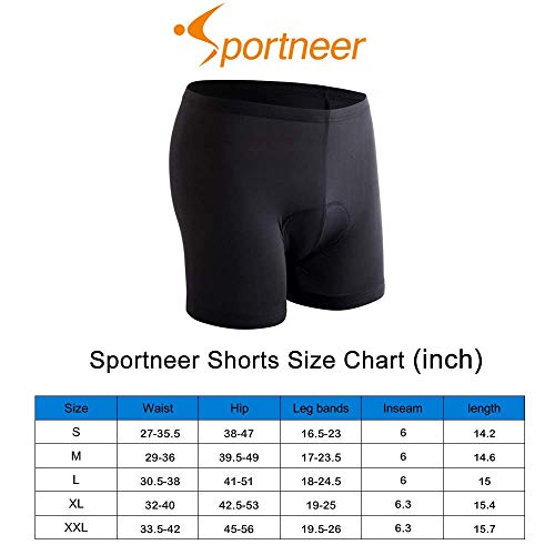 Sportneer Mens Padded Bike Underwear Shorts 3D Padding Cycling