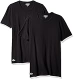 Lacoste Men's 2-Pack Colours Cotton Stretch Crew T-Shirt, Black, Large