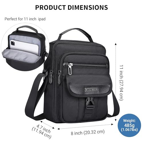 WITZMAN Crossbody Bags for Men Travel Shoulder Bag Lightweight Man Purse Small Casual Messenger Bag for Work Traveling