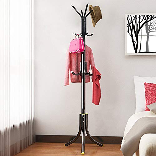 Focux Standing Metal Coat Rack Tree Hat Hanger Holder 12 Hook for Jacket, Umbrella Tree Stand,Purse, Scarf Rack (Black) - Thumbnail 6