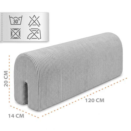 Anti-suffocation Cot Bumper 120 cm – Foam Protection for Changing Cot and Crib for Bed or Crib Edges for Children from 1 to 3 Years Oeko-Tex Corduroy Light Grey B