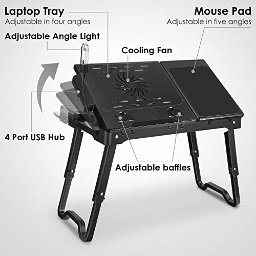 Laptop Table Stand for Bed, Adjustable Laptop Desk for Bed, Portable Desktop Lap Desk with