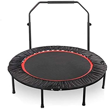 MMAXZ Trampoline with Adjustable Handrail Bar – Indoor Rebounder for Adults – Best Urban Cardio Jump Fitness Workout Trainer, Covered Bungee Rope System