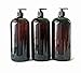 32 oz Amber Plastic PET Plastic Bottle with Black Hand Lotion Pump and Kraft Labels (3)