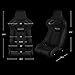 BRAUM Elite-R Series Racing Seats – Fixed Bucket Seat with Carbon Fiber Backing – Black Cloth and Piping + Bottom Mount (Fits up to 38