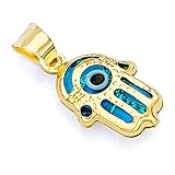 GoldenMine Fine Jewelry Collection 14k Yellow Gold Evil Eye Hamsa Pendant