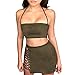 Antopmen Women Sexy Spaghetti Strap Crop Top Side Lace Up Skirt Outfit Two Piece Bodycon Bandage Dress