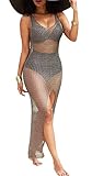 L&ZZ 2017 New Women’s Beach Tops Sexy Perspective Cover Dresses Bikini Cover-ups Net Coverups (L, Grey)