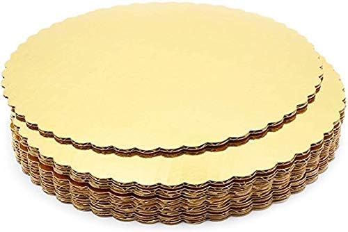 Aworld Cake Board 10 Picecs Cardboard Round Cake Circle Base, 10 Inches Diameter, Gold (10 Pieces, Gold)