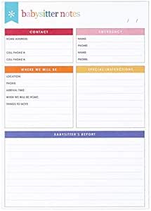 Erin Condren Designer Notepad - Functional Notepad in a Babysitter Multicolor Design Theme. Helps Organize Notes for Babysitters with Contact Information and Instructions