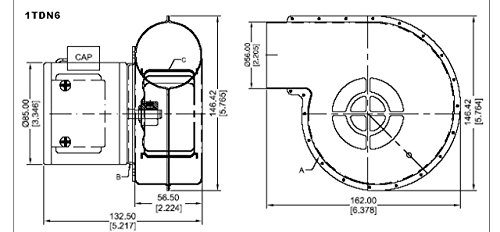 Dayton 1TDN6 Model Round Permanent Split Capacitor OEM Specialty Blower, Wheel Dia: 3", 115V,51 cfm,3105rpm