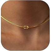 XUN Zhe Knot Necklace for Women Dainty Snake Chain Statement Choker Necklaces Adjustable Twisted Knot Infinity Lariat Necklace Punk Hip Hop Jewelry Gift