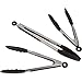 Kitchen Tongs for Cooking with Silicone Tips, Heat Resistant Tongs for Serving Food, 7-Inch, 9-Inch, 12-Inch Locking Silicone Tong, Set of 3 Salad Tong, Black Kitchen Utensils