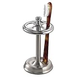 iDesign York Metal Toothbrush Holder Organizer Stand for Bathroom Vanity, Countertops, Razors, 3.25" x 5.75", Brushed Stainless Steel and Chrome Finish