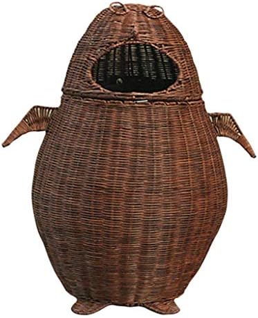 Jstyal968 Yalztc-zyq16 Rattan living room bathroom European-style pedal trash can large fashion creative home with lid kitchen trash can (color : BROWN, Size : 12L)