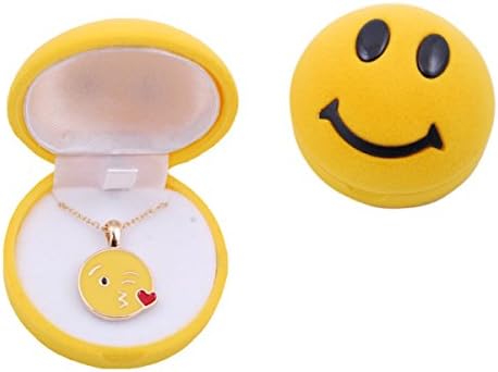 W merchandising Emoji Necklace in Emoji Smiley Face Velvet Flocked Box