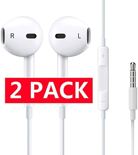 Earbuds, Jiand Headphones with Microphone Stereo Earphones with Mic and Remote Control for iPhone 6s 6 Plus 5s 5 4s 4 SE 5C iPad iPod 7 8 7s IOS S8 S7 S6 Note 1 2 3 2 In Ear Earbuds 2Pack