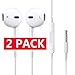 Earbuds, Jiand Headphones with Microphone Stereo Earphones with Mic and Remote Control for iPhone 6s 6 Plus 5s 5 4s 4 SE 5C iPad iPod 7 8 7s IOS S8 S7 S6 Note 1 2 3 2 In Ear Earbuds 2Pack