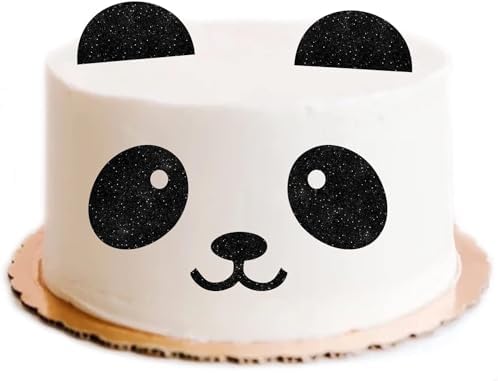 18pcs Dessert Cupcake Topper Animal Panda Theme Decor Supplies Baby Shower Boys Girls Happy Birthday Party Decorations Black White Glitter