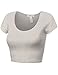 Fifth Parallel Threads FPT Womens Basic Short Sleeve Scoopneck Crop Top Oatmeal M