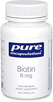 Pure Encapsulations - Biotin 8 mg - Hypoallergenic B Vitamin Supplement - 120 Capsules