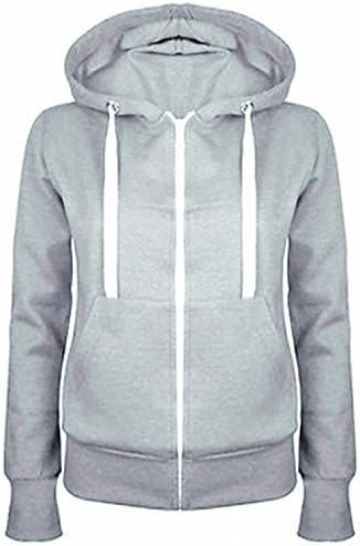 Hot Sale Hoodies Sweatshirt Ladies Women Men Coat Top 5 Colors Unisex Plain Zip Up Hooded Zipper gray XL