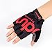BOODUN Cycling Gloves with Shock-absorbing Foam Pad Breathable Half Finger Bicycle Riding Gloves Bike Gloves B-001, Black with Red Logo, Medium