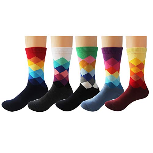 Deer Mum Men's Fashionable Colorful Soft Cotton Socks (5 Pack) (set1)