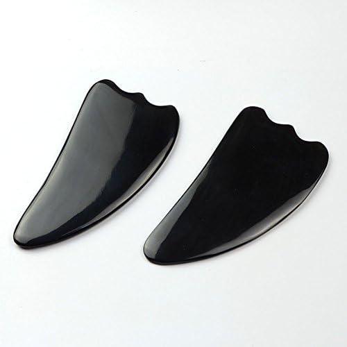 Gua Sha Scraping Massage Tool,Ultra Smooth Edge ,2 Pieces Natural Black Horn Guasha Board - GREAT Gua Sha Tools for Graston SPA Acupuncture Therapy Trigger Point Treatment on Face