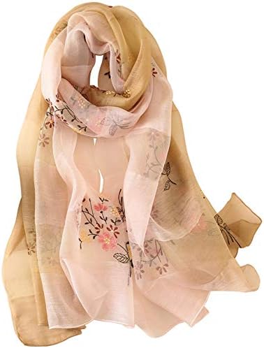 Alysee Women Charming Silk&Wool Mixed Gradient Embroidered Scarf Headwrap Shawl