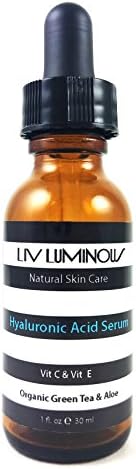 Pure Hyaluronic Acid Serum for Face and Skin by Liv Luminous - 1 fl. oz. - with Vitamin C, E, WitchHazel, and Organic Aloe