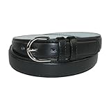 CTM Women's Leather 1 1/8 Inch Dress Belt, L, Black