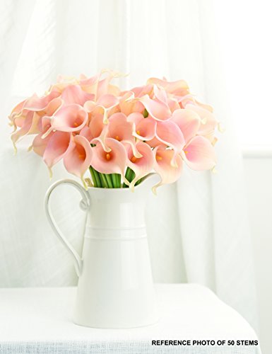 FiveSeasonStuff 10 Stems of Real Touch Calla Lillies (Latex) Artificial Flower Bouquet, Perfect for Wedding, Bridal, Party, Home Office Décor DIY (Flamingo)