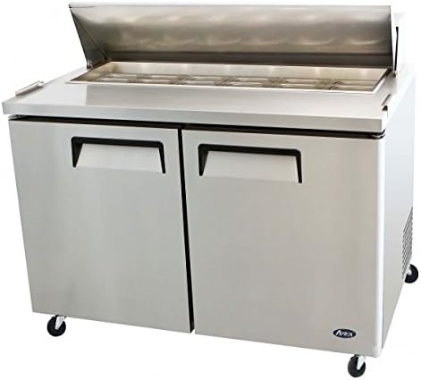 Atosa Sandwich Prep Table 60-Inch Two Door Refrigerator with ProLeveler Stabilizers