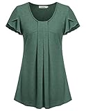 Lem&Hao Womens Scoop Neck Petal Short Sleeve Summer Flowy Tunic Top Dressy Shirt