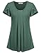 Lem&Hao Womens Scoop Neck Petal Short Sleeve Summer Flowy Tunic Top Dressy Shirt
