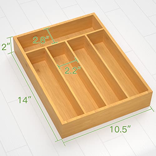 FURNINXS Bamboo Kitchen Drawer Organizer Wooden Silverware Utensil Tray