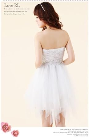 Amazon ウエストデザインチュールワンピース白 ワンピース チュニック 通販