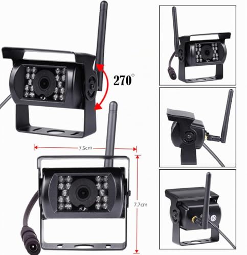 Wireless Digital Backup Camera System, 7 Inch AHD Split Screen with IP69 Waterproof Backup Camera, Infrared Night Vision, Dual Backup Camera for Truck/Trailer/Motorhome/Van