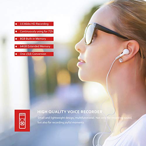 Victure Digital Voice Recorder 8G Voice Activated Recorder with MicroSD