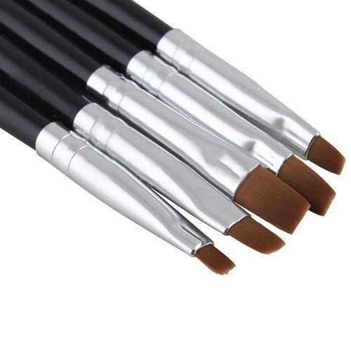 xxiaoTHAWxe 5 Pcs/Set Nail Art Acrylic UV Gel Salon Pen Flat Brush Kit Dotting Painting Tool