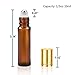 Olilia Glass Roll on Bottles with Metal Roller Balls - Essential Oils Key included 12 Pack of 10ml(1/3oz) (Mixed Color - Gold Lids)