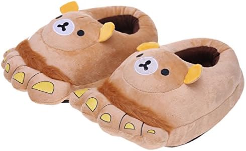 Novelty Animal Claws Plush Slippers for Men/Women Warm Velveteen Loafer Shoes Brown Bear