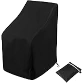 Stacking Outdoor Chair Cover Waterproof, Uranshin Outdoor Patio Furniture Covers Stacked Chairs 210D, Lounge Chair Covers Outdoor Stack Chairs for All Weather Protection, Black, 25"L x 25"W x 47”H