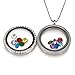 Women’s Floating Charm Necklace (Dual Sided Locket) | Pendant Jewelry with 12 Birthstones and Box Chain